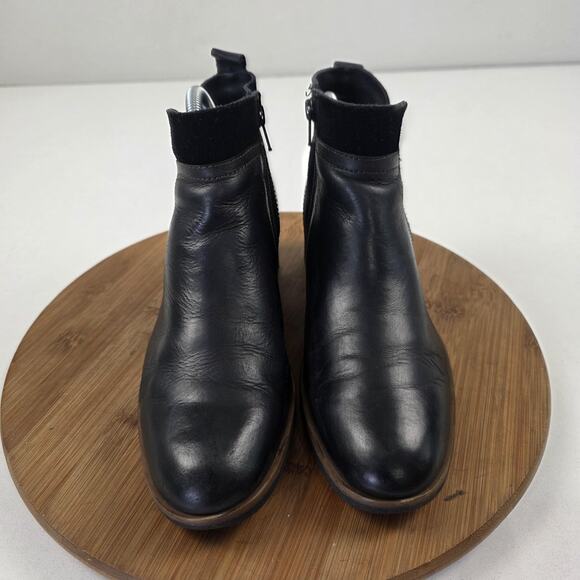 Korks Boots Womens Size 6.5 Black Leather Suede Ankle Chelsea Side Zip Q43803 - Picture 3 of 16